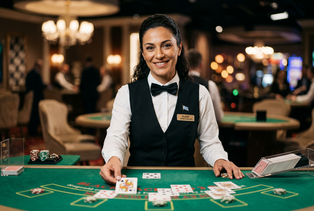 Luxury live casino environment with a professional dealer